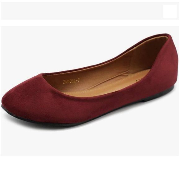 Ollio dark red faux suede ballet flats - Picture 6 of 7